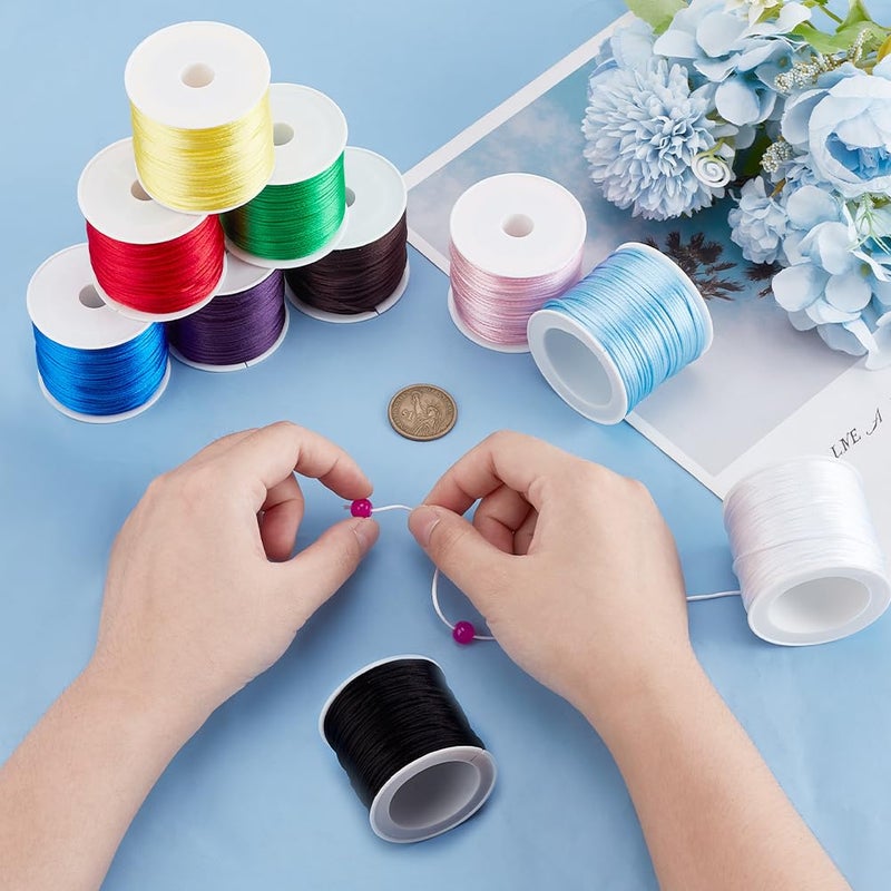 PH PandaHall 328 Yards 1mm Satin Nylon String Rattail Cord Satin Silk Cord Beading String Satin String Thread for Kumihimo Macrame Friendship Bracelet Chinese Knot Dream Catchers Braid Hair 10 Colors - Image 4